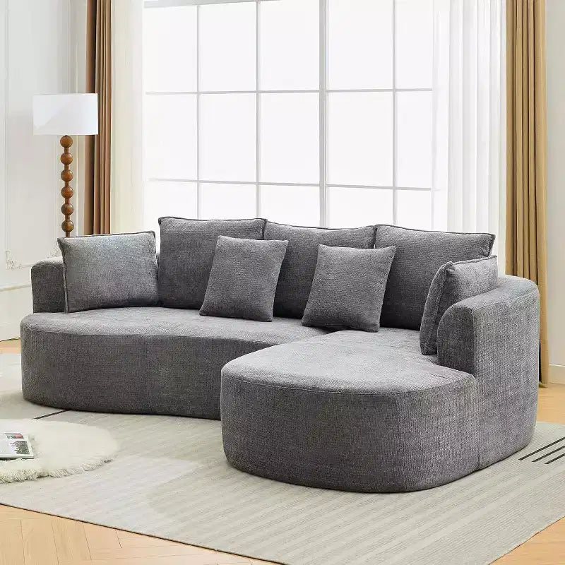 106'' Curved Modular Sectional Sofa with Chaise & Sleeper, Chenille Fabric, No Assembly for Living Room/Apartment/Bedroom