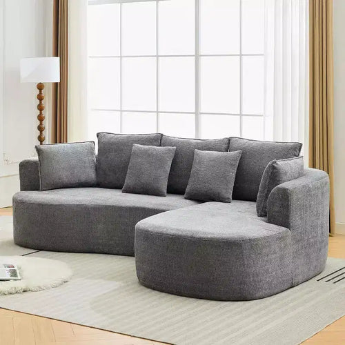106'' Curved Modular Sectional Sofa with Chaise & Sleeper, Chenille Fabric, No Assembly for Living Room/Apartment/Bedroom