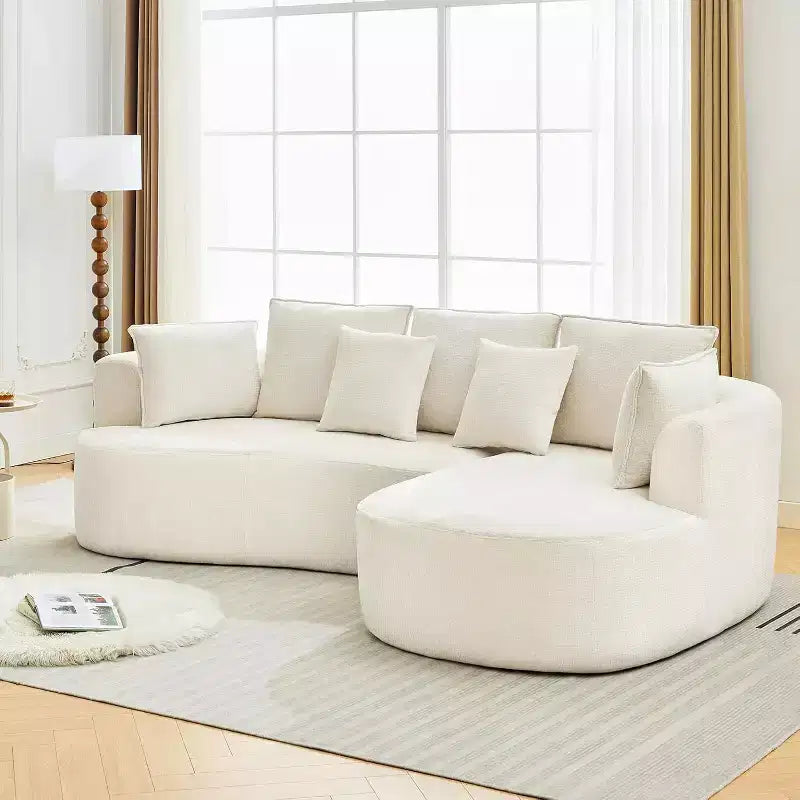 Canapé sectionnel modulaire incurvé de 269 cm avec méridienne et fonction couchage, en tissu chenille, aucun assemblage requis pour salon/appartement/chambre à coucher