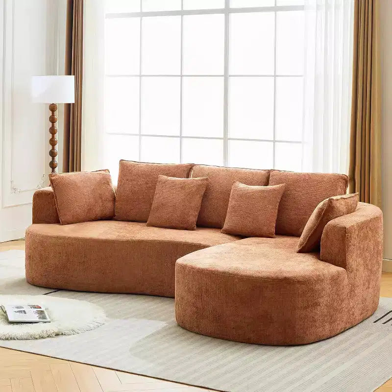 Canapé sectionnel modulaire incurvé de 269 cm avec méridienne et fonction couchage, en tissu chenille, aucun assemblage requis pour salon/appartement/chambre à coucher