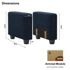 Paire d'accoudoirs touffetés en velours modulaires Belffin
