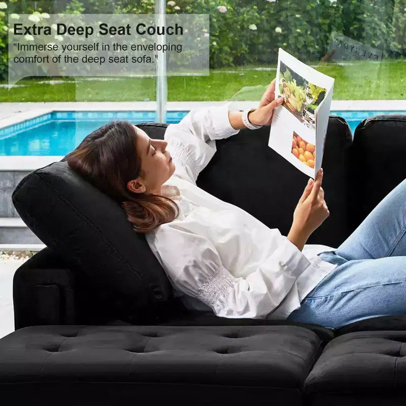 Paire d'accoudoirs touffetés en velours modulaires Belffin