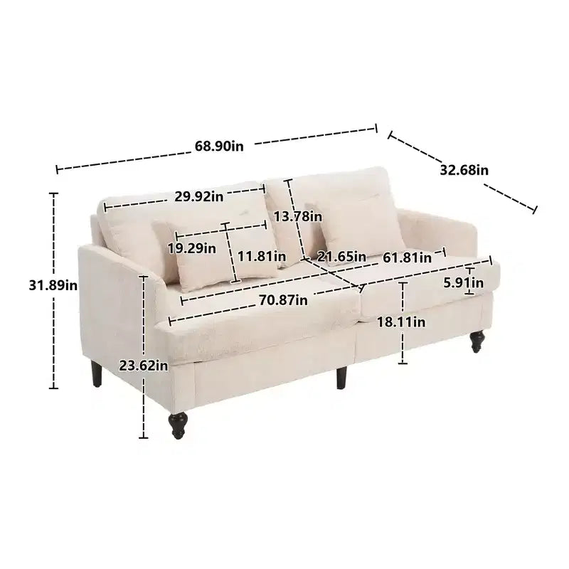 Canapé deux places en tissu chenille vintage du milieu du siècle, canapé rembourré deux places pour salon, canapé avec pieds en bois marron pour chambre à coucher