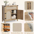 Garvee – Buffets bas de salle à manger en rotin avec rangement, armoire de rangement de cuisine de style campagnard avec tiroir pour salle à manger, salon, couloir