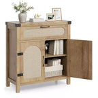 Garvee – Buffets bas de salle à manger en rotin avec rangement, armoire de rangement de cuisine de style campagnard avec tiroir pour salle à manger, salon, couloir