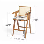 Christopher Knight Home Kelsey Tabourets de bar rembourrés minimalistes modernes en bois d'hévéa et rotin (Lot de 2)