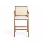 Christopher Knight Home Kelsey Tabourets de bar rembourrés minimalistes modernes en bois d'hévéa et rotin (Lot de 2)