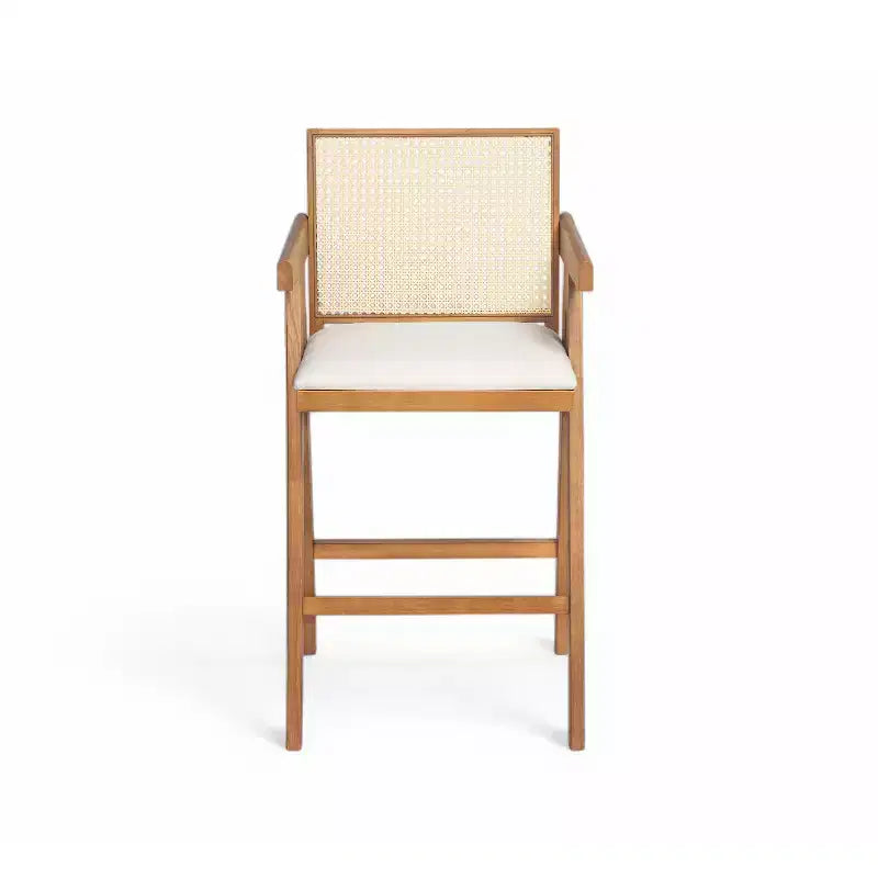 Christopher Knight Home Kelsey Tabourets de bar rembourrés minimalistes modernes en bois d'hévéa et rotin (Lot de 2)