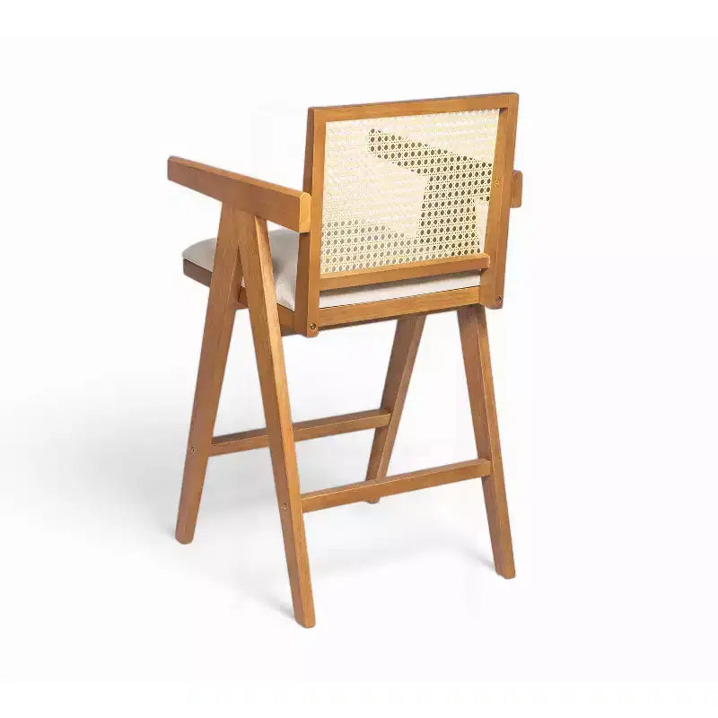 Christopher Knight Home Kelsey Tabourets de bar rembourrés minimalistes modernes en bois d'hévéa et rotin (Lot de 2)