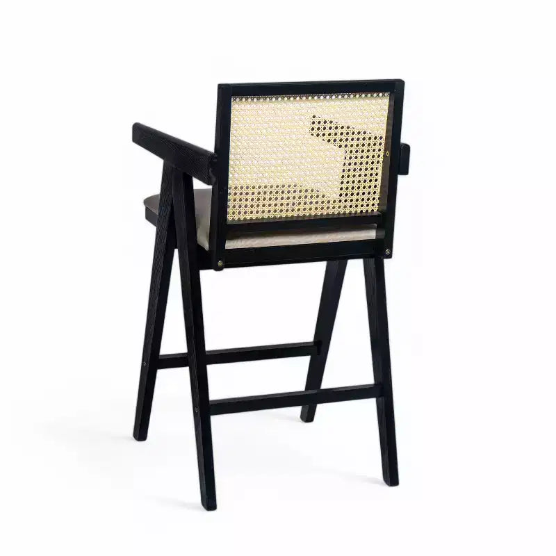 Christopher Knight Home Kelsey Tabourets de bar rembourrés minimalistes modernes en bois d'hévéa et rotin (Lot de 2)