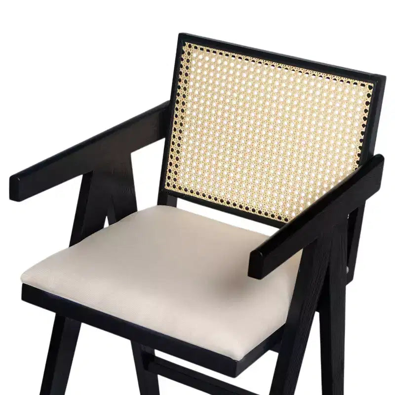 Christopher Knight Home Kelsey Tabourets de bar rembourrés minimalistes modernes en bois d'hévéa et rotin (Lot de 2)