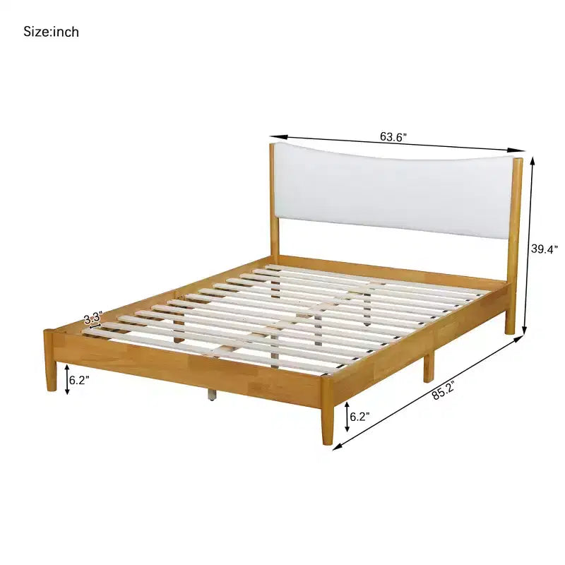 Lit moderne Queen Size GDFStudio Tracy en bois d'hévéa avec tête de lit capitonnée en velours Teddy