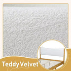 Lit moderne Queen Size GDFStudio Tracy en bois d'hévéa avec tête de lit capitonnée en velours Teddy