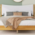 Lit moderne Queen Size GDFStudio Tracy en bois d'hévéa avec tête de lit capitonnée en velours Teddy