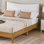 Lit moderne Queen Size GDFStudio Tracy en bois d'hévéa avec tête de lit capitonnée en velours Teddy