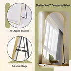 Miroir pleine longueur 71x26, Miroirs muraux à suspendre ou à poser, Miroir de corps entier à dessus arqué avec support pour chambre, dressing