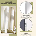 Miroir pleine longueur 71x26, Miroirs muraux à suspendre ou à poser, Miroir de corps entier à dessus arqué avec support pour chambre, dressing