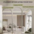 Miroir pleine longueur 71x26, Miroirs muraux à suspendre ou à poser, Miroir de corps entier à dessus arqué avec support pour chambre, dressing