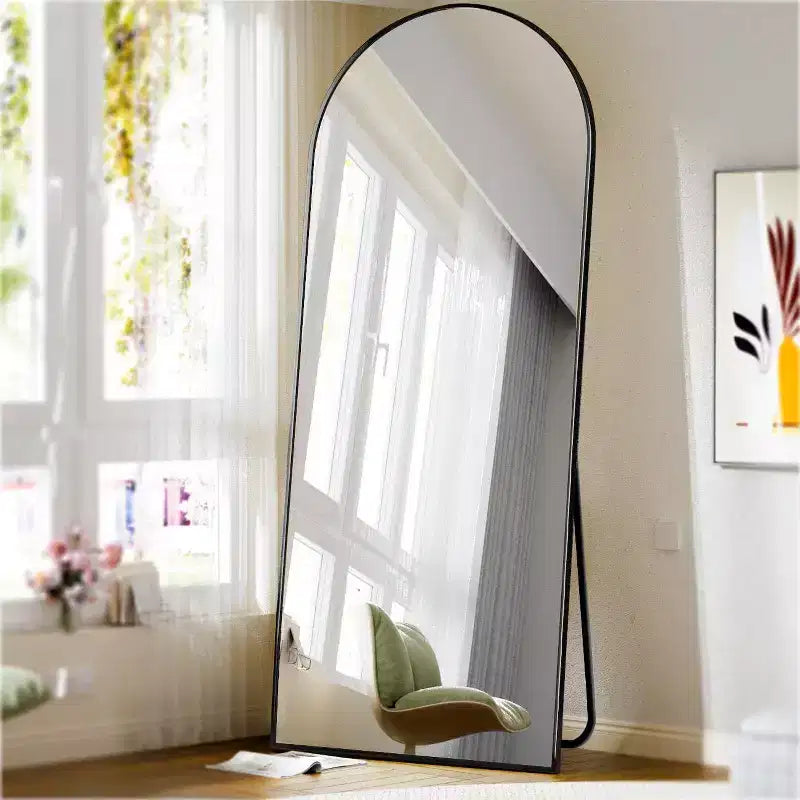 Miroir pleine longueur 71x26, Miroirs muraux à suspendre ou à poser, Miroir de corps entier à dessus arqué avec support pour chambre, dressing