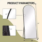 Miroir pleine longueur 71x26, Miroirs muraux à suspendre ou à poser, Miroir de corps entier à dessus arqué avec support pour chambre, dressing