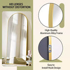 Miroir pleine longueur 71x26, Miroirs muraux à suspendre ou à poser, Miroir de corps entier à dessus arqué avec support pour chambre, dressing