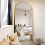 Miroir pleine longueur 71x26, Miroirs muraux à suspendre ou à poser, Miroir de corps entier à dessus arqué avec support pour chambre, dressing