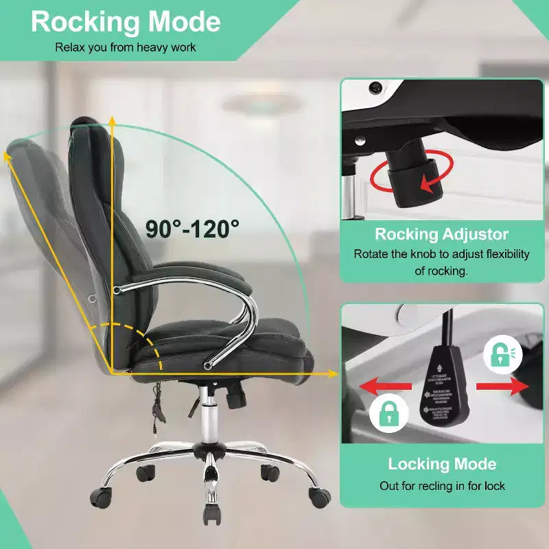 Chaise de Bureau BestMassage Fauteuil de Direction en Cuir PU à Dossier Haut