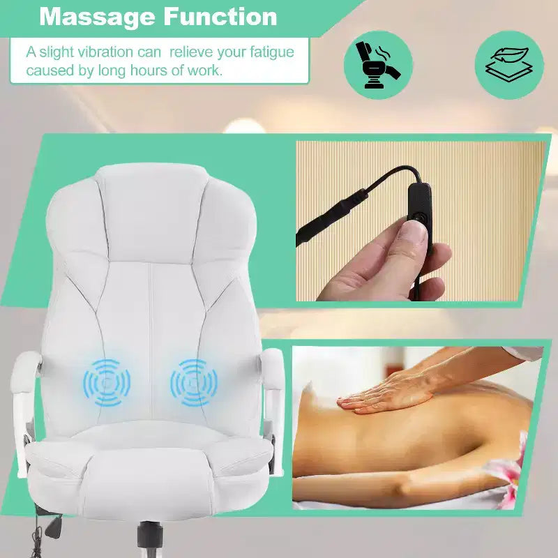 Chaise de Bureau BestMassage Fauteuil de Direction en Cuir PU à Dossier Haut