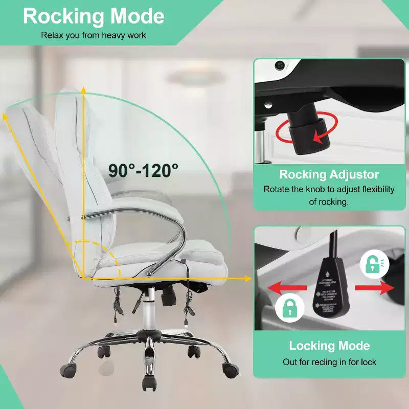 Chaise de Bureau BestMassage Fauteuil de Direction en Cuir PU à Dossier Haut
