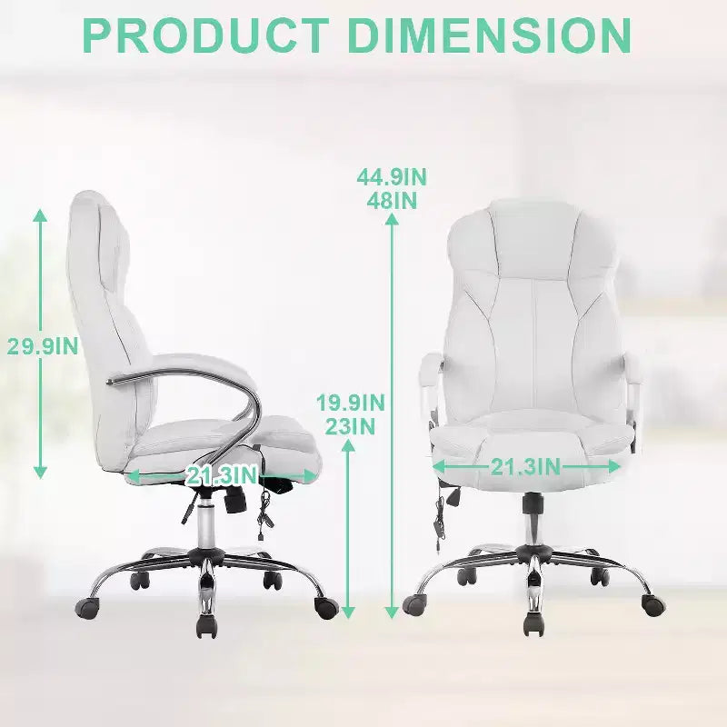Chaise de Bureau BestMassage Fauteuil de Direction en Cuir PU à Dossier Haut