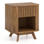 Costway Table de Chevet en Bois 1 ou 2 tiroirs avec Etagère Ouverte Meuble de Rangement pour Chambre à Coucher