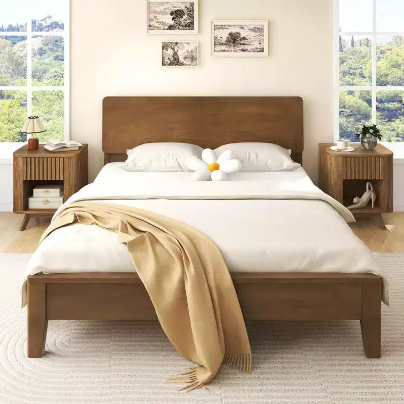 Costway Table de Chevet en Bois 1 ou 2 tiroirs avec Etagère Ouverte Meuble de Rangement pour Chambre à Coucher