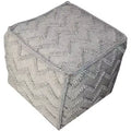 HomeRoots 18 Gray Wool Cotton Blend Cube Chevron Pouf Ottoman