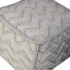 HomeRoots Pouf-Ottoman Cube Chevron 18 po en mélange de laine et de coton gris