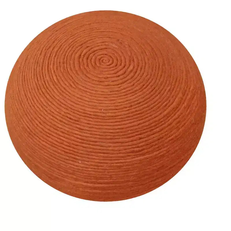 HomeRoots 20 Orange Wool Round Ribbed Pouf Ottoman