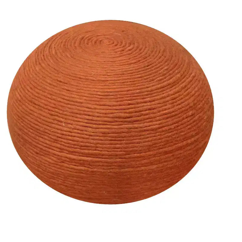 HomeRoots Pouf rond côtelé en laine orange 20