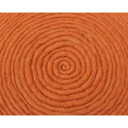 HomeRoots Pouf rond côtelé en laine orange 20
