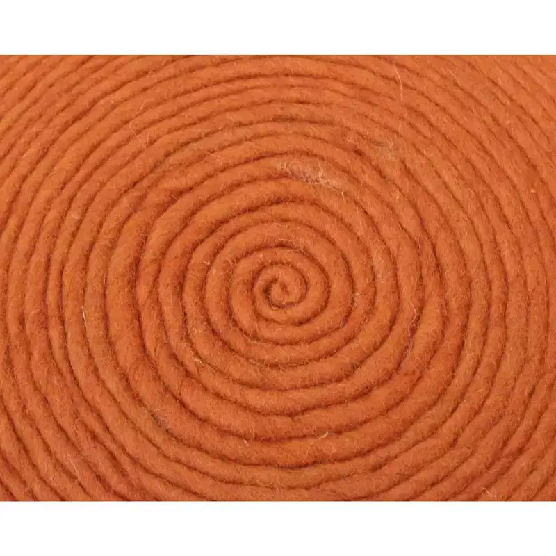HomeRoots Pouf rond côtelé en laine orange 20