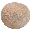 HomeRoots Pouf rond côtelé en laine beige 20 po
