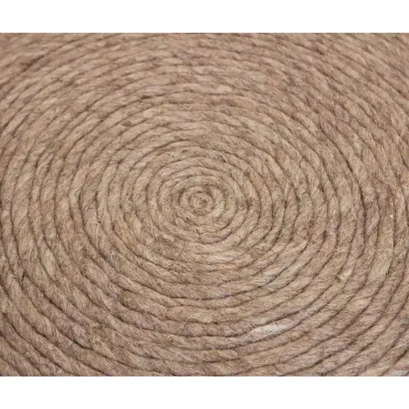 HomeRoots Pouf rond côtelé en laine beige 20 po