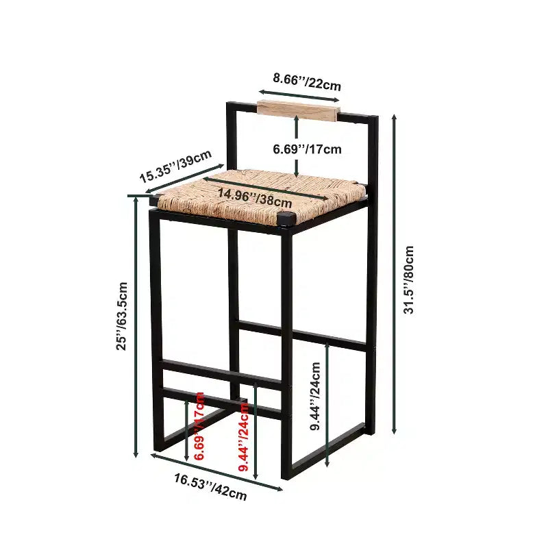 Tabourets de bar GDFStudio Ogden en fer rustique de 63,5 cm avec repose-pieds (lot de 2)