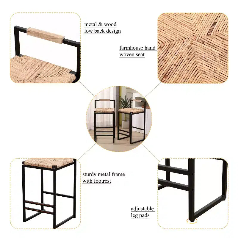 Tabourets de bar GDFStudio Ogden en fer rustique de 63,5 cm avec repose-pieds (lot de 2)