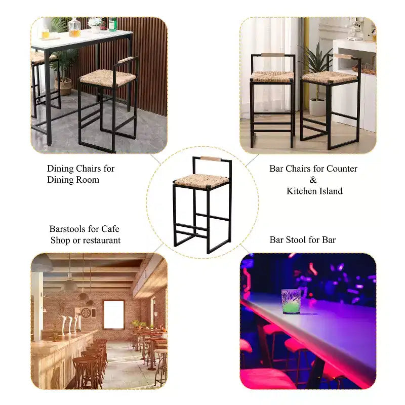 Tabourets de bar GDFStudio Ogden en fer rustique de 63,5 cm avec repose-pieds (lot de 2)