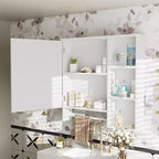 Meuble de rangement mural de salle de bain Whisen avec grande porte miroir et étagères réglables