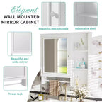 Meuble de rangement mural de salle de bain Whisen avec grande porte miroir et étagères réglables