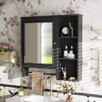 Meuble de rangement mural de salle de bain Whisen avec grande porte miroir et étagères réglables
