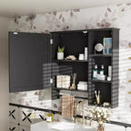 Meuble de rangement mural de salle de bain Whisen avec grande porte miroir et étagères réglables