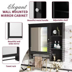 Meuble de rangement mural de salle de bain Whisen avec grande porte miroir et étagères réglables