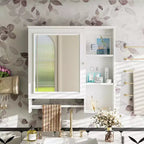 Meuble de rangement mural de salle de bain Whisen avec grande porte miroir et étagères réglables
