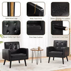 Yaheetech Lot de 2 Fauteuils d'Appoint en Similicuir avec Dossier Capitonnée et Pieds en Bois Massif